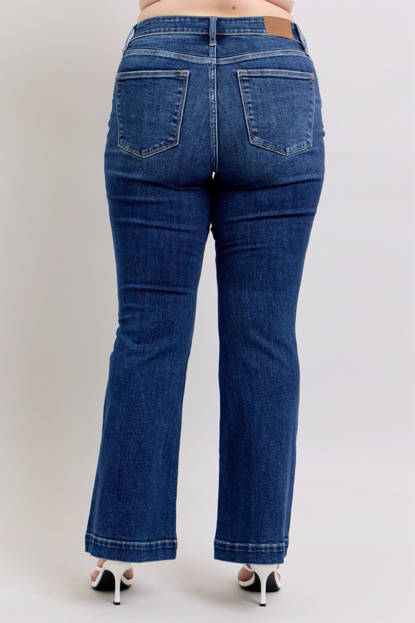 Full Size High Rise Flare Jeans with Pockets Plus Size