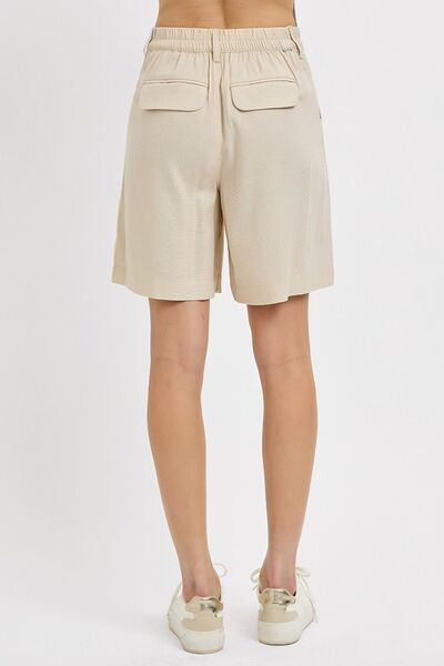High Rise Pleated Front Shorts