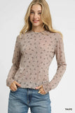 Long-Sleeve Bow Pattern Knit Top