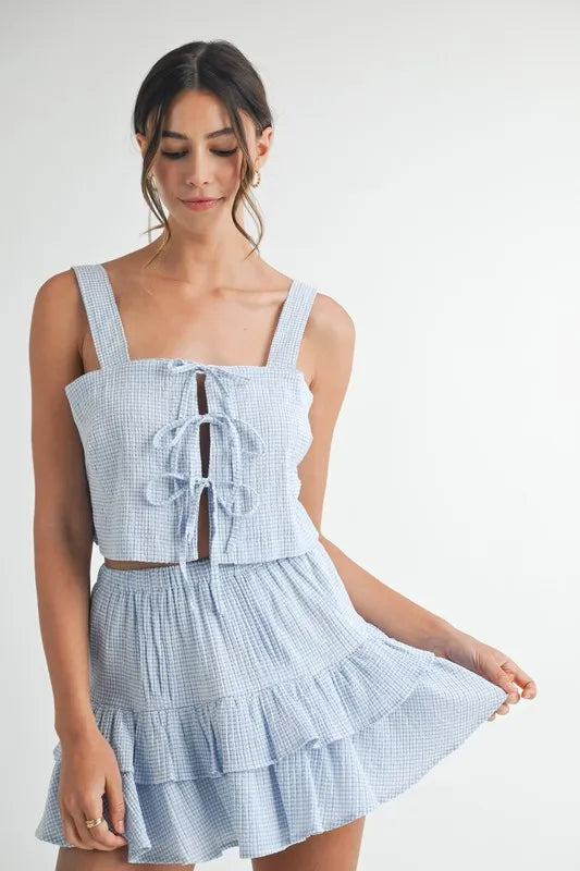 Gingham Plaid Crop Top and Mini Skirt Set