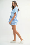 Collared Button Down Crop Top and Skort Set