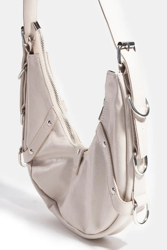 Crescent Buckle-Embellished Crossbody Bag