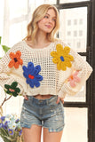 Floral Patch Sweater Crop Top