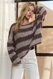 Horizontal Stripes Knit Textured Sweater