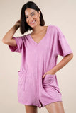 Plus Size Mineral Washed Casual Knit Romper