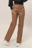 PU High Waist Straight Pants