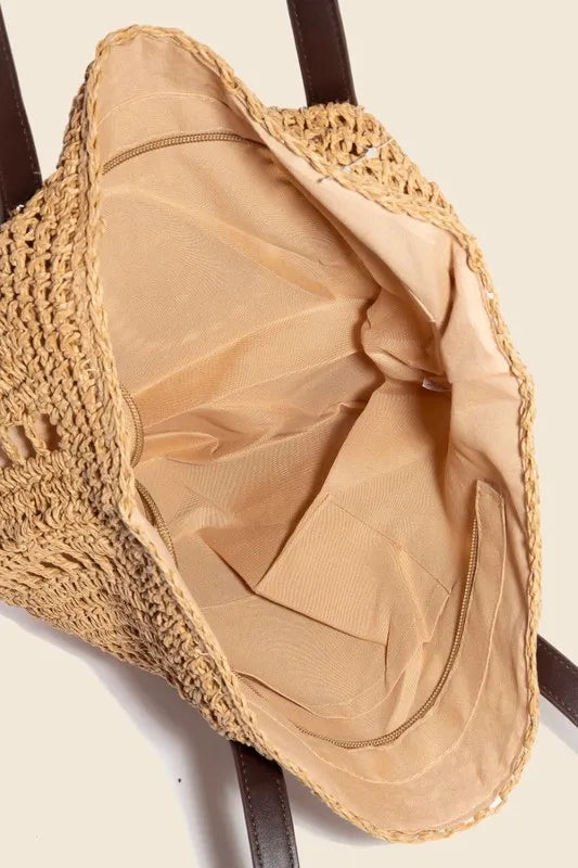 Straw Braided Rounded Tote Bag