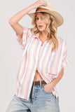 lti Stripe Button Down Short Sleeve Shirt