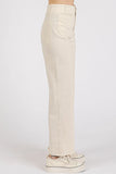 Twill Patch Pocket High Rise Wide Leg Pants