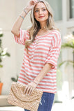 Stripe Knit Snap Button Front Casual Top