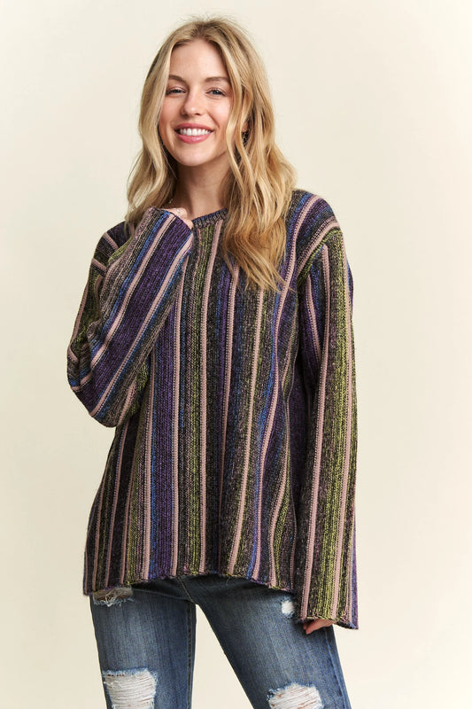 Vertical Stripe Sweater Top