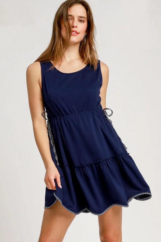 Ruffled Empire Waist Sleeveless Mini Dress