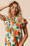 Multi Color Floral Print Woven Top