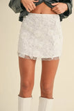 3D Floral Embellished Applique Mini Skirt