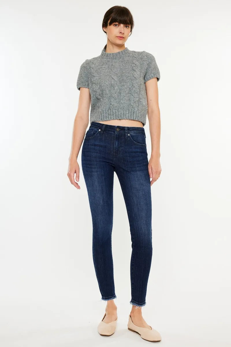 High-Waist Modern Fit Frayed Edge Jeans