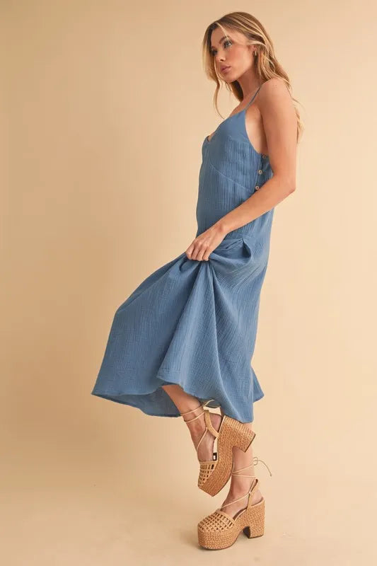 Side Button Midi Cami Dress