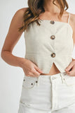 Linen Mix Button Down Tank Top