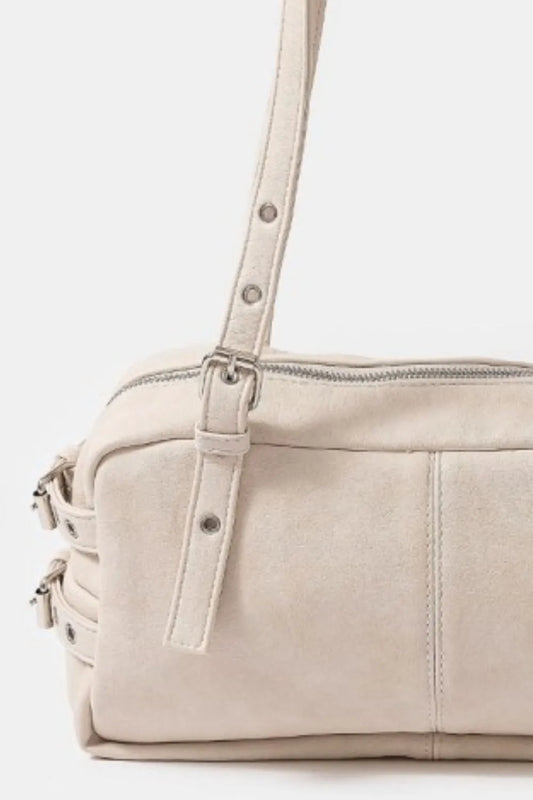 Adjustable Strap Rectangular Handbag with Metal Details