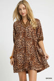 Full Size Wild Print Contrast Trim Mini Dress