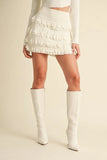 Ruffled Detail High Waist Knit Mini Skirt