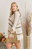 Full Size Multi Color Strip Sweater Plus Size