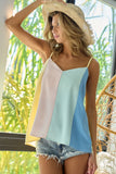 Linen Woven Color Block Sleeveless Top