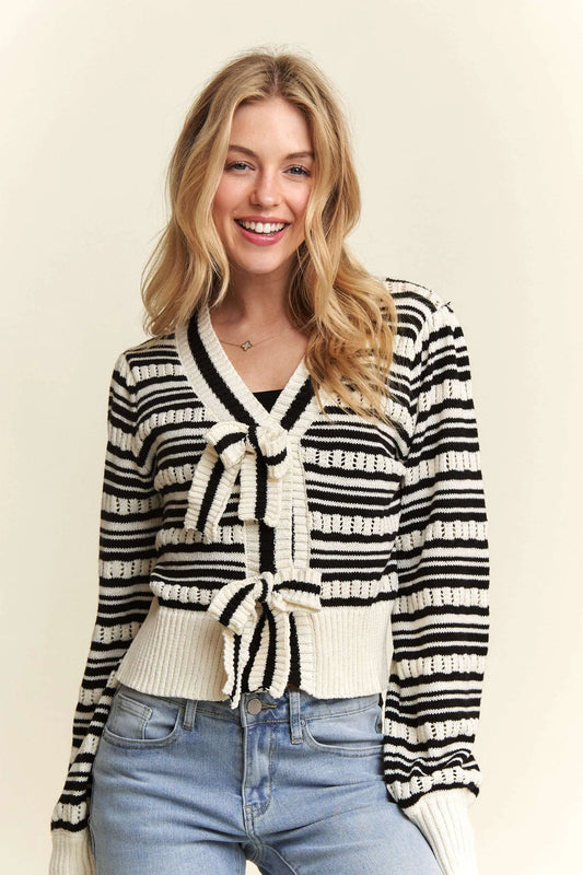 Bow Tie Stripe Sweater Top