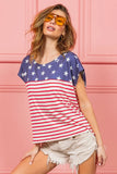 Star Rpinted with Stripe Combo Top