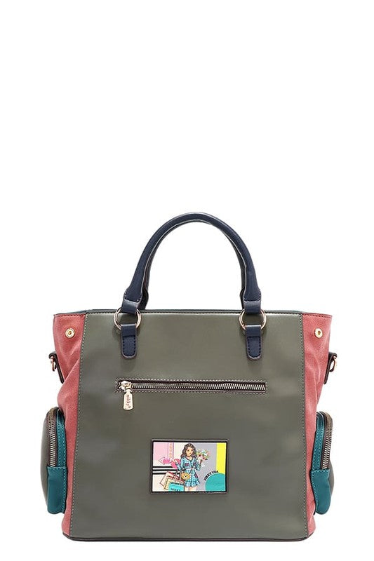Eco-Leather Handbag with Side Pockets