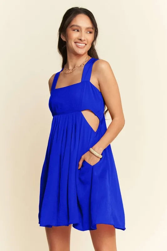 Washed Satin Cutout Skirt Bandeau Mini Dress