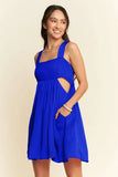 Washed Satin Cutout Skirt Bandeau Mini Dress