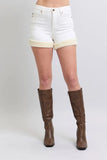 High Waist Shearling Cuff Denim Shorts