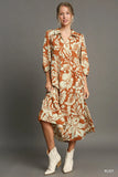 Chic Floral Tiered Midi Shirt Dress