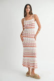 Lightweight Pointelle Chevron Knit Maxi Dress
