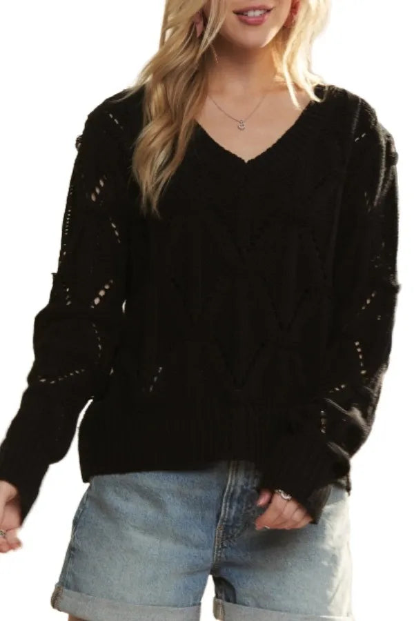 Loose Fit V Neck Knit Top