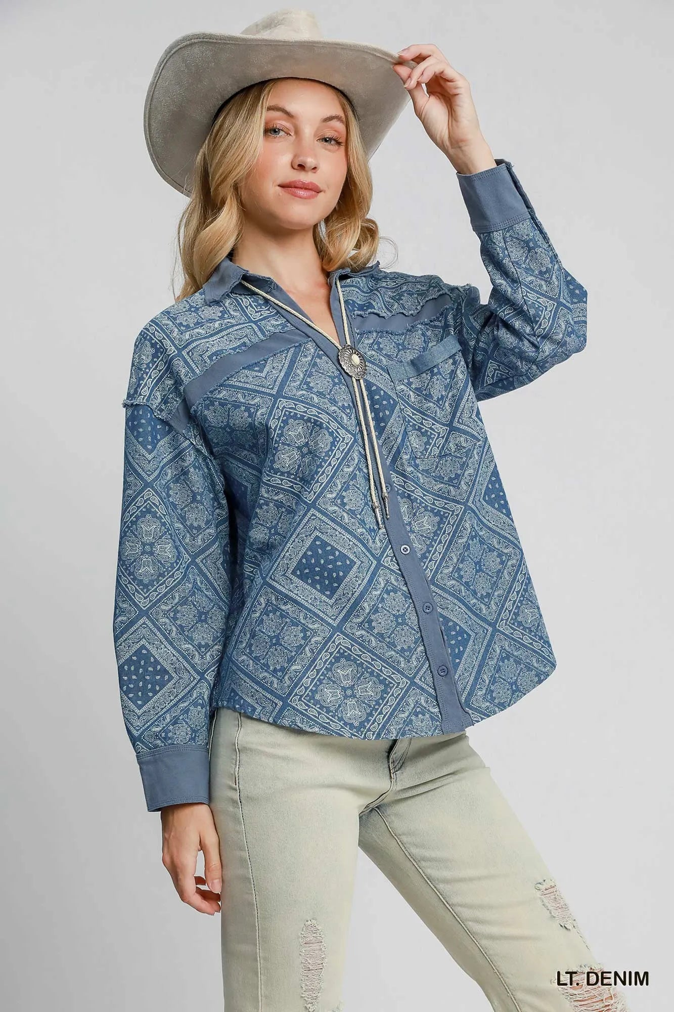 Vintage Patchwork Denim Shirt Jacket