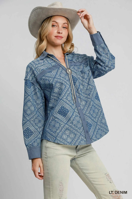 Vintage Patchwork Denim Shirt Jacket