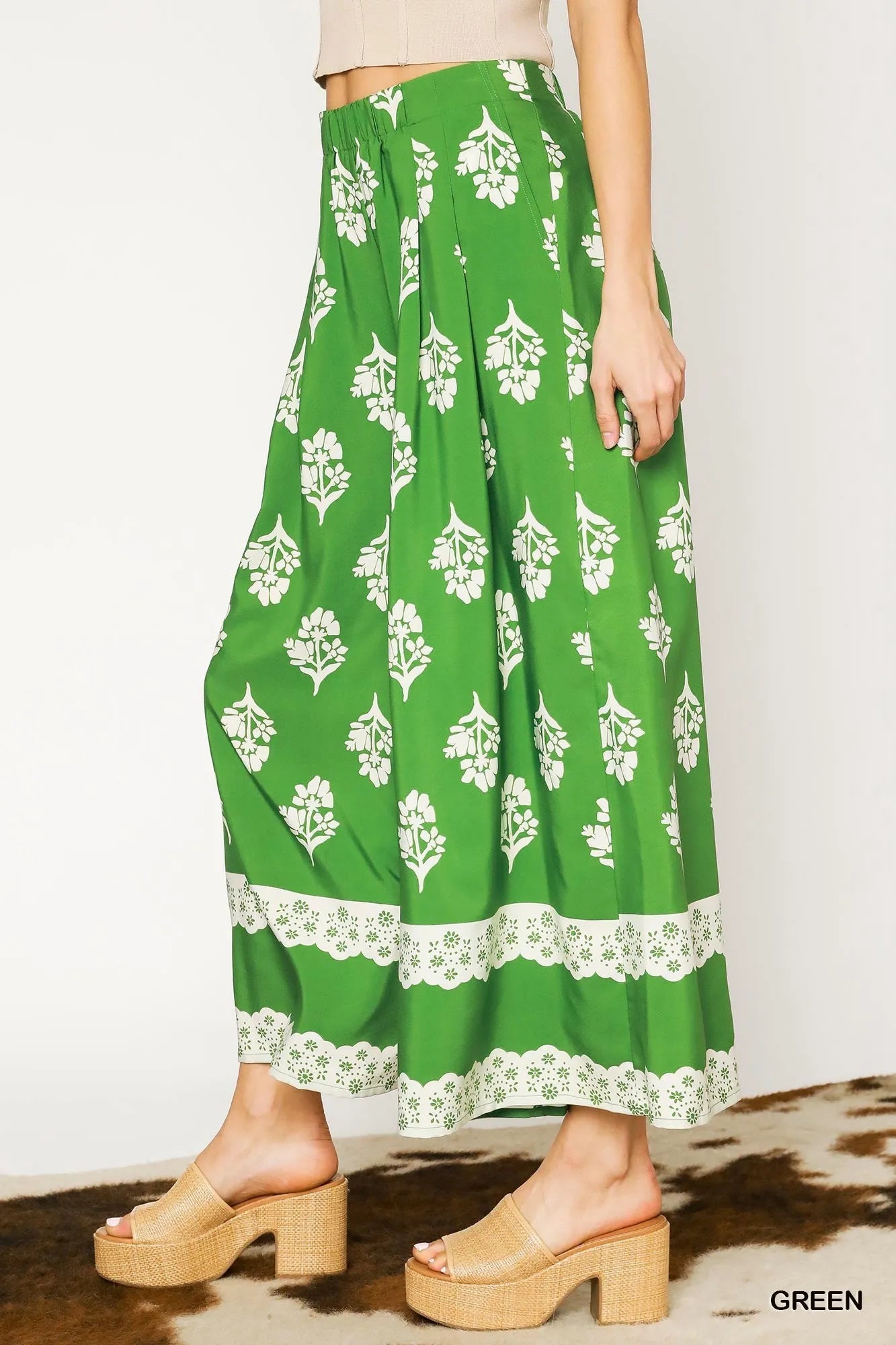 Boho Floral Palazzo Wide-Leg Pants