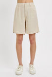 High Rise Pleated Front Shorts