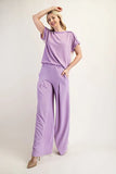 Full Size Textured Wide-Leg Pants with Pockets Plus Size