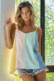 Linen Woven Color Block Sleeveless Top