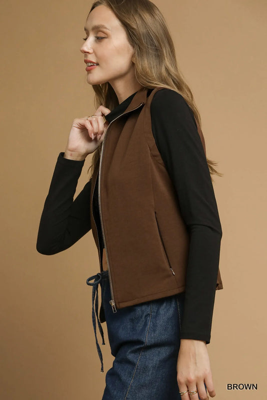Zip-Up Tailored Vest with Pockets
