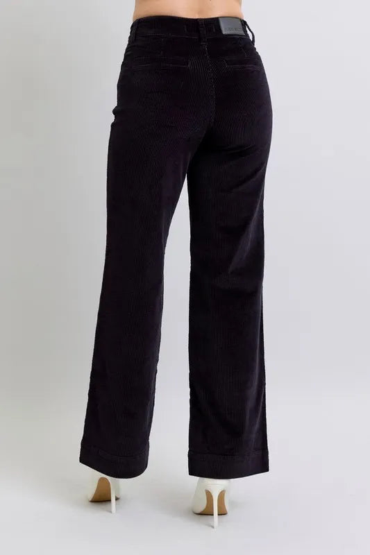 Full Size High Waist Corduroy Trouser Wide Plus Size