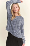 Mineral Washed Cable Knit Sweater Top