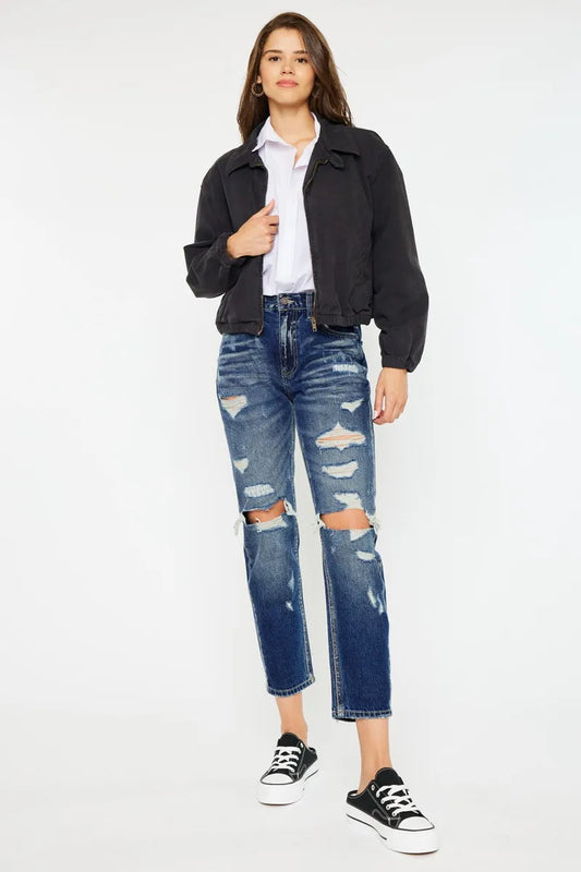Elevated Waist Vintage-Look Jeans