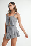Gingham Plaid Crop Top and Mini Skirt Set