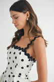 Polka Dot Mini Dress with Ricrac Trim Strap