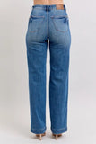 Full Size High Waist Contrast Thread Straight Plus Size
