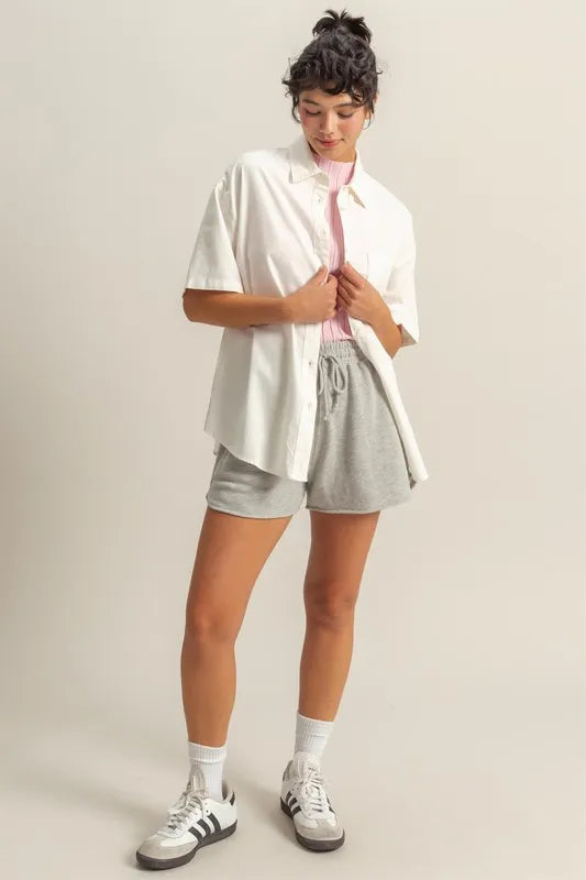 Short Sleeve Button Down Oversized Shirt