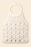 Boho Braided Wooden Top Handle Bag